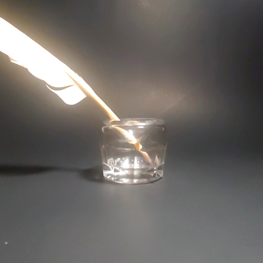 1900s Clear Glass Ink Well Desk Accessory Vintage Antique EUC - Picture 4 of 12